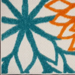 Outdoor Rugs-Kirkland's Home Blue Floral Burst Outdoor Area Rug, 5X7 Blue/White