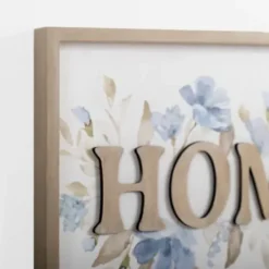 Wall Quotes & Signs-Kirkland's Home Blue Floral Home Wall Plaque White/Blue/Gray