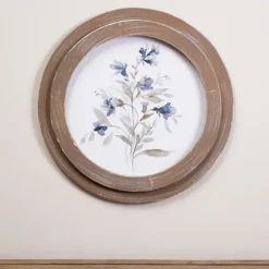 Framed Art-Kirkland's Home Blue Florals Ii Round Framed Art White/Blue