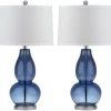 Table Lamps-Kirkland's Home Blue Glass Hourglass Table Lamps, Set Of 2 White