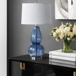 Table Lamps-Kirkland's Home Blue Glass Hourglass Table Lamps, Set Of 2 White