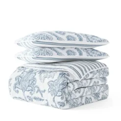 Quilts-Kirkland's Home Blue Jacobean Reversible 2-Pc. Twin Quilt Set Blue/White