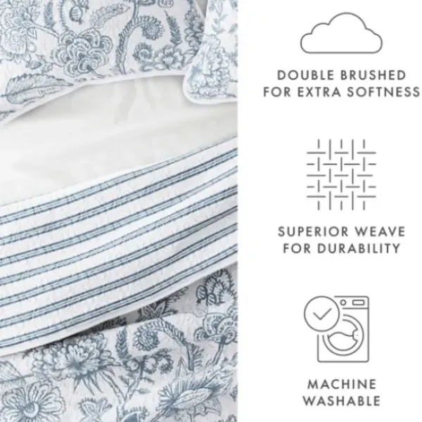 Quilts-Kirkland's Home Blue Jacobean Reversible 2-Pc. Twin Quilt Set Blue/White
