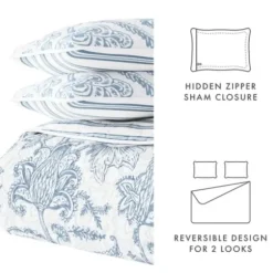 Quilts-Kirkland's Home Blue Jacobean Reversible 2-Pc. Twin Quilt Set Blue/White
