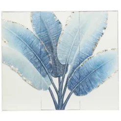 Framed Art-Kirkland's Home Blue Leaves Coastal Metal Art Print Blue/White