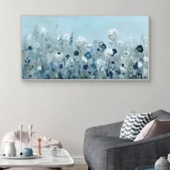 Framed Art-Kirkland's Home Blue Light Garden Framed Canvas Art Print Blue/White