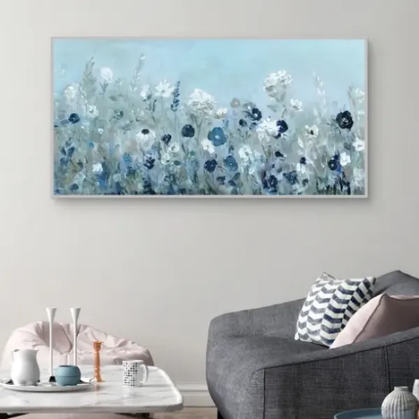 Framed Art-Kirkland's Home Blue Light Garden Framed Canvas Art Print Blue/White