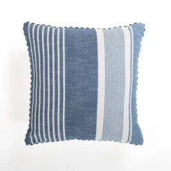 Pillows-Kirkland's Home Blue Malibu Stripes Pillow Blue/White