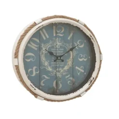 Clocks-Kirkland's Home Blue Metal And Rope Wall Clock, 17 In.