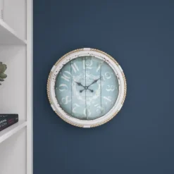 Clocks-Kirkland's Home Blue Metal And Rope Wall Clock, 17 In.