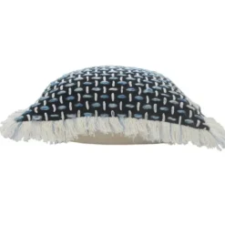 Pillows-Kirkland's Home Blue Modern Interwoven Accent Pillow Blue/White