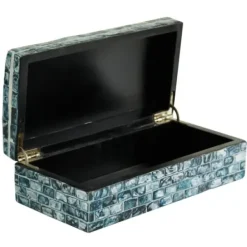 Baskets & Boxes-Kirkland's Home Blue Mother Of Pearl Coastal Boxes, Set Of 2 Blue/White
