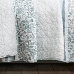 Quilts-Kirkland's Home Blue Nisha Floral Full/Queen 3-Pc. Quilt Set Blue/White