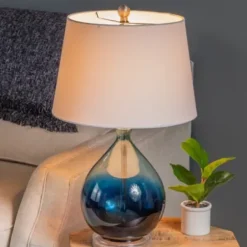 Table Lamps-Kirkland's Home Blue Ombre Teardrop Glass Table Lamp White