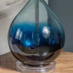 Table Lamps-Kirkland's Home Blue Ombre Teardrop Glass Table Lamp White