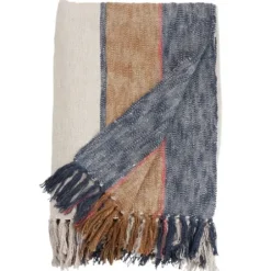 Blankets & Throws-Kirkland's Home Blue Orange White Stripe Throw Blanket Blue/White/Orange