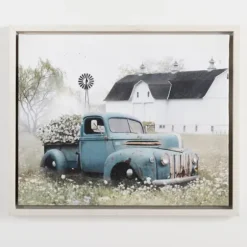 Canvas Art-Kirkland's Home Blue Pickup Truck And Barn Canvas Art Print Blue/Green/White