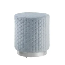 Benches & Ottomans-Kirkland's Home Blue Quilted Honeycomb Ottoman Blue/Gray