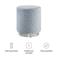 Benches & Ottomans-Kirkland's Home Blue Quilted Honeycomb Ottoman Blue/Gray