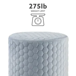 Benches & Ottomans-Kirkland's Home Blue Quilted Honeycomb Ottoman Blue/Gray