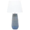 Table Lamps-Kirkland's Home Blue Ribbed Stoneware Table Lamp White