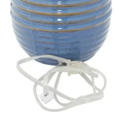 Table Lamps-Kirkland's Home Blue Ribbed Stoneware Table Lamp White