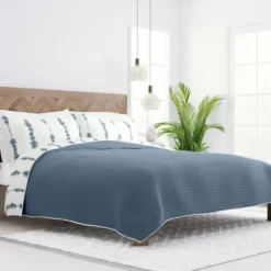Quilts-Kirkland's Home Blue Shibori Reversible 3-Pc. King Quilt Set Blue/White
