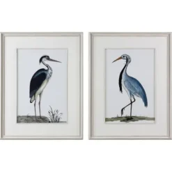 Framed Art-Kirkland's Home Blue Shore Birds Framed Art Prints, Set Of 2 Blue/White