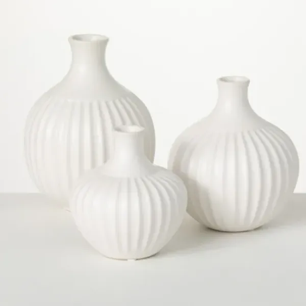Vases-Kirkland's Home Blue Stoneware Vases, Set Of 3 Blue/White