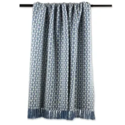 Blankets & Throws-Kirkland's Home Blue Stonewash Urban Check Throw Blue/Ivory