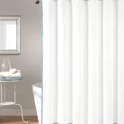 Shower Curtains-Kirkland's Home Blue Stripe Diamond Tufted Shower Curtain Blue/White
