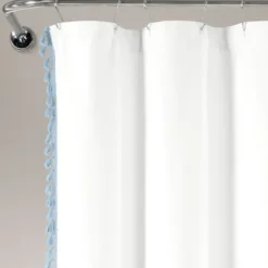 Shower Curtains-Kirkland's Home Blue Stripe Diamond Tufted Shower Curtain Blue/White