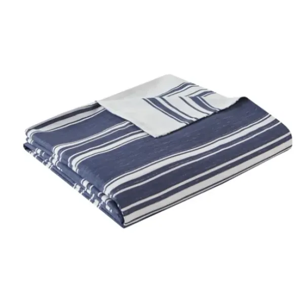 Duvets-Kirkland's Home Blue Stripe Reversible 3-Pc. Queen Duvet Cover Set Blue/White