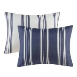 Duvets-Kirkland's Home Blue Stripe Reversible 3-Pc. Queen Duvet Cover Set Blue/White