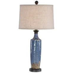 Table Lamps-Kirkland's Home Blue Textured Ceramic Table Lamp Tan