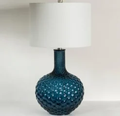 Table Lamps-Kirkland's Home Blue Tinted Bubble Gourd Table Lamp White