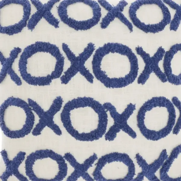 Pillows-Kirkland's Home Blue Tufted Xoxo Cotton Throw Pillow White/Blue