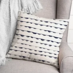 Pillows-Kirkland's Home Blue Watercolor Dot Chain Pattern Pillow White