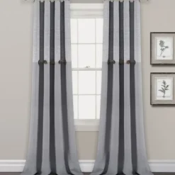 Curtains & Drapes-Kirkland's Home Blue Weeping Flower Curtain Panel Set, 95 In. Blue/Gray/White