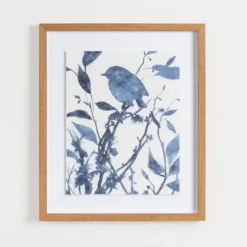 Framed Art-Kirkland's Home Bluebird On Branch Ii Framed Art Print White/Blue