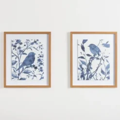 Framed Art-Kirkland's Home Bluebird On Branch Ii Framed Art Print White/Blue