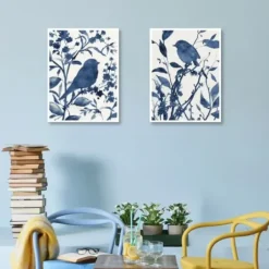 Canvas Art-Kirkland's Home Bluebird Silhouette Canvas Art Prints, Set Of 2 Blue/White