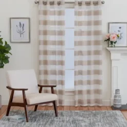 Curtains & Drapes-Kirkland's Home Blush Chenille Stripe Curtain Panel, 84 In. Pink