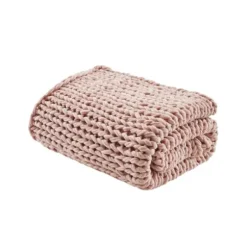 Blankets & Throws-Kirkland's Home Blush Chunky Double Knit Cozy Throw Pink