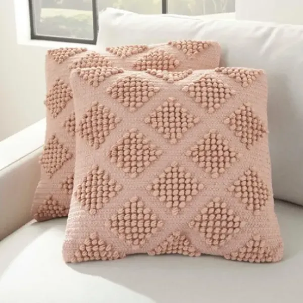 Pillows-Kirkland's Home Blush Knotted Diamond Throw Pillows, Set Of 2 Pink