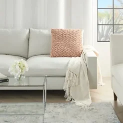 Pillows-Kirkland's Home Blush Looped Yarn Wool Pillow Pink