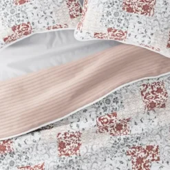 Quilts-Kirkland's Home Blush Patchwork Reversible 3-Pc. King Quilt Set Pink/White/Gray