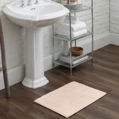 Bathroom Rugs-Kirkland's Home Blush Reversible Cotton Bath Mat, 45 In. Pink