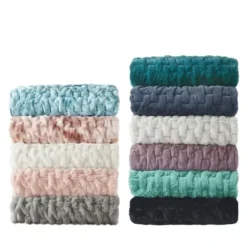 Blankets & Throws-Kirkland's Home Blush Ruched Faux Fur Throw Pink