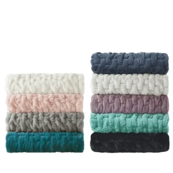 Blankets & Throws-Kirkland's Home Blush Ruched Faux Fur Throw Pink
